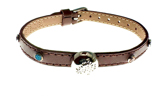 Leather Bracelet with Austrian Crystals and Stainless Steel Stud